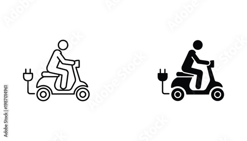 Electric Scooter Person Riding Charging Urban Mobility Icon
