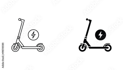 Electric Scooter Charging Urban Mobility Transport Icon Vector Design