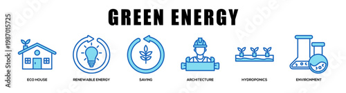 blue - Green Energy web banner icon vector illustration concept