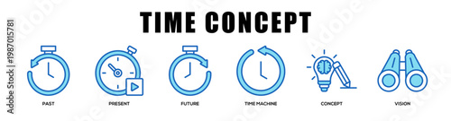 blue - Time Concept web banner icon vector illustration concept