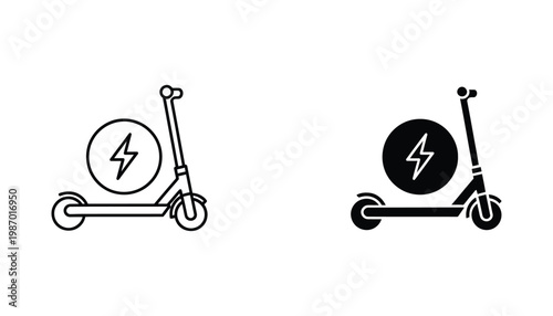 Electric Scooter Charging Icon Urban Mobility App Transport Graphic