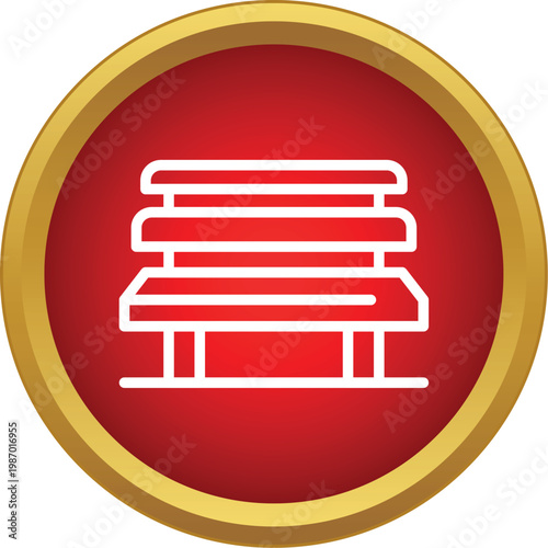 Bench icon representing outdoor furniture for parks and public spaces