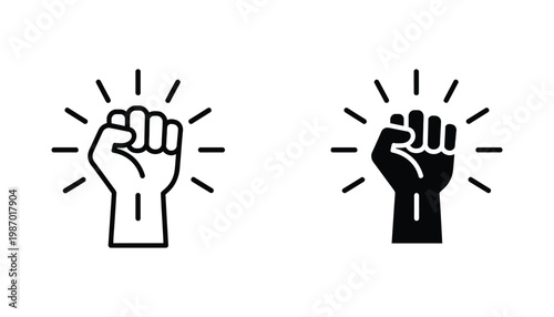 Fist Raised Clenched Hand Power Protest Icon Solidarity Empowerment Vector Graphic