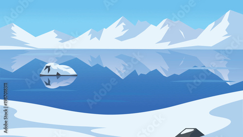 Deep Blue Ice Fields Arctic Flat Design Calm
