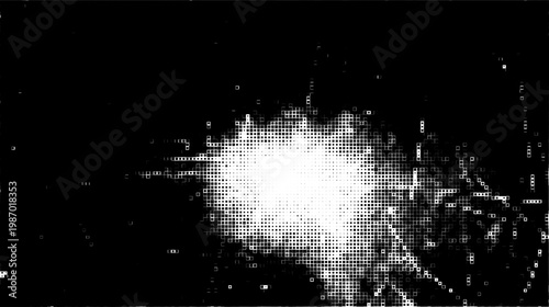 Halftone vector concrete texture overlay in pixelated grunge style