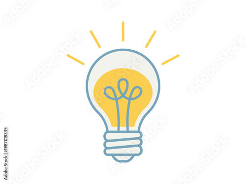Light Bulb Illustration with Glow Representing Idea, Creativity and Innovation Concept in Modern Design