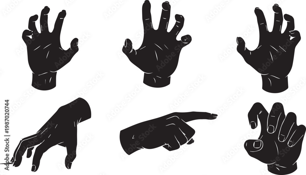 Fototapeta premium Horror Zombie Hand Silhouettes for Halloween Design