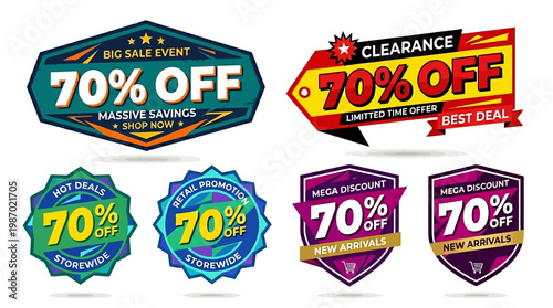Set of Colorful Sale and Discount Badges