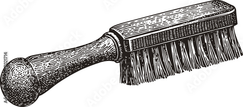 Wooden clothes brush with stiff bristles vintage hand brush for fabric cleaning and lint removal