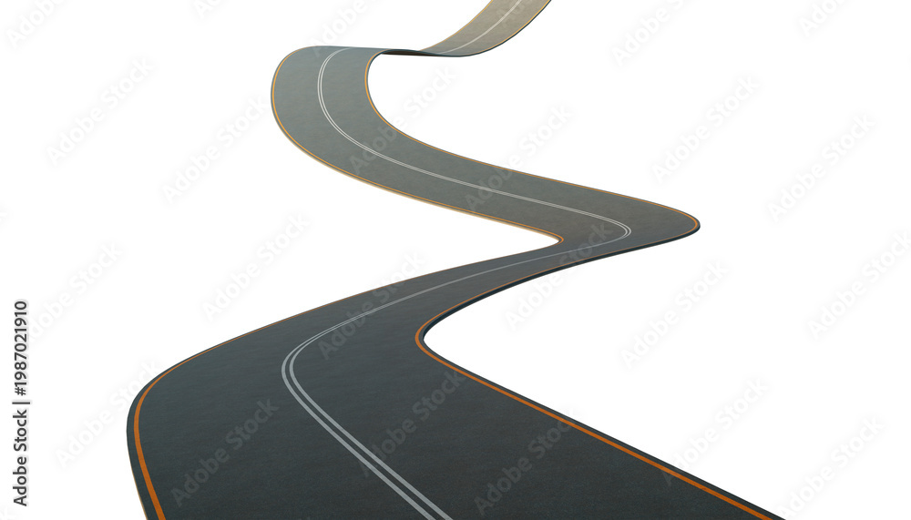 Φωτογραφία 3d rendering winding asphalt road with turns on transparent background