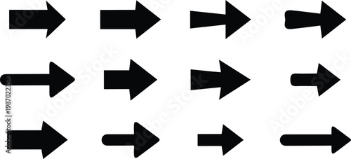 Flat vector arrow set. Directional black color arrow icon set. 