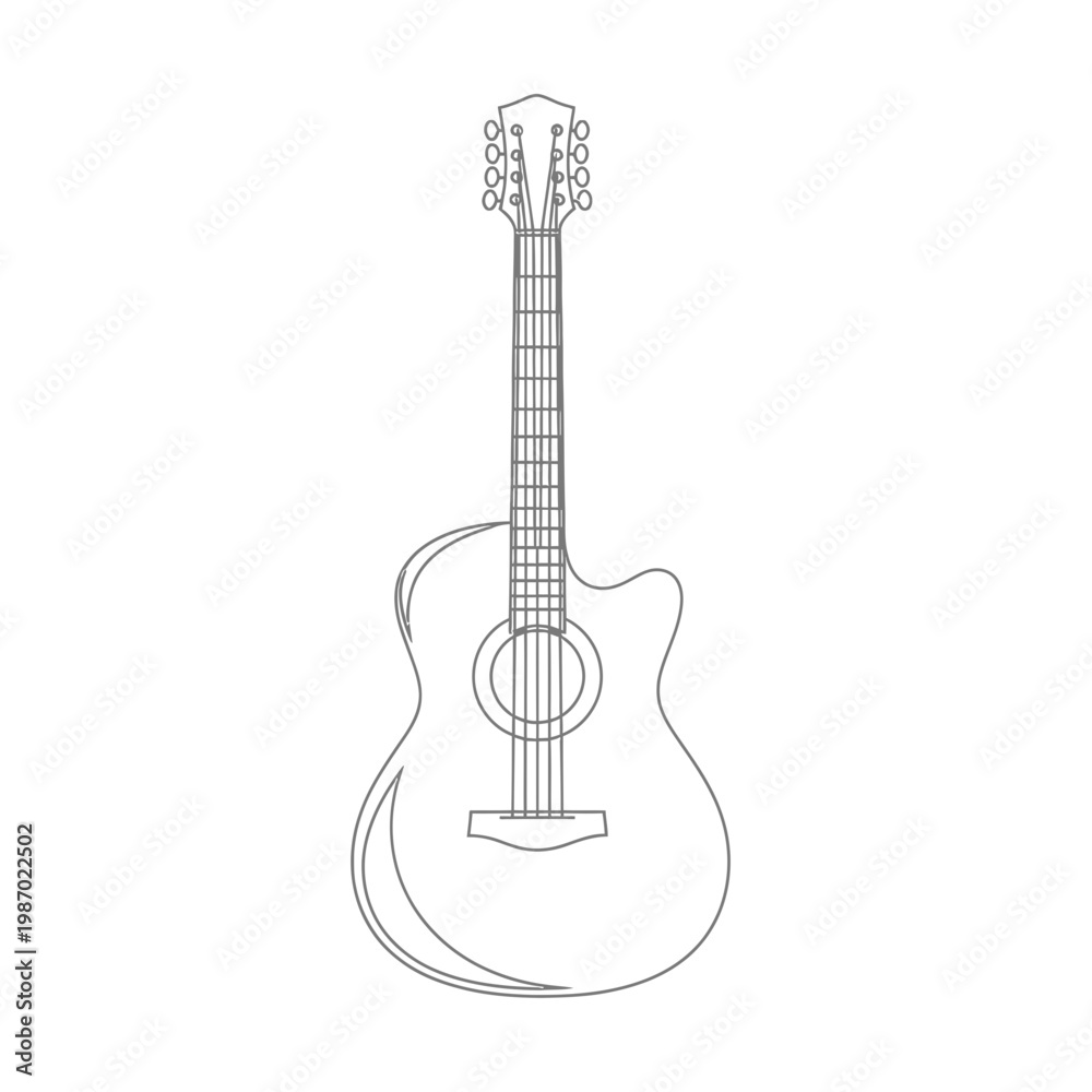 Obraz premium Acoustic Guitar Line Art Illustration