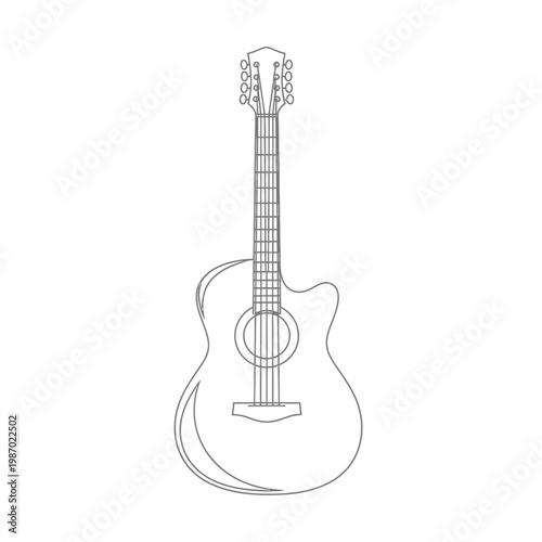 Acoustic Guitar Line Art Illustration