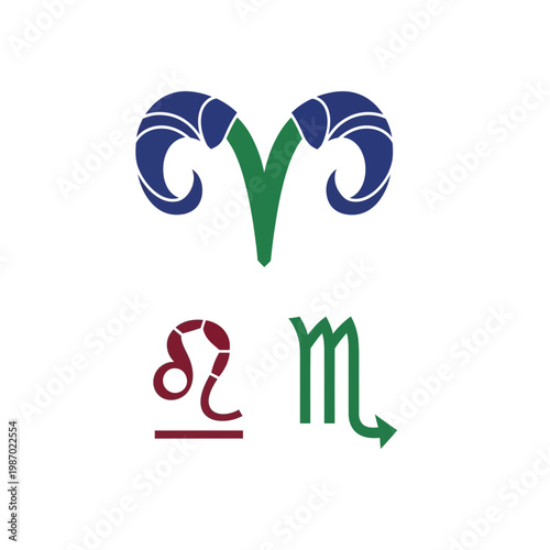 Aries Zodiac Sign Symbol and Astrology Icons