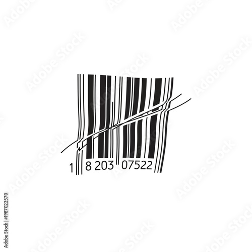 Bar code crossed out, concept of product rejection or cancellation