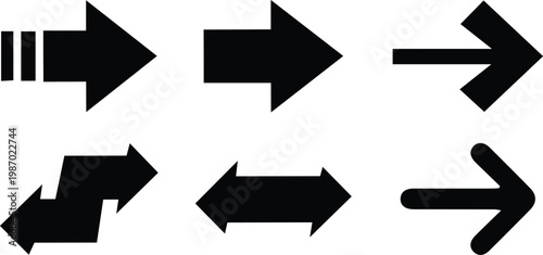 Vector Arrow in black color, business direction arrow design element. 