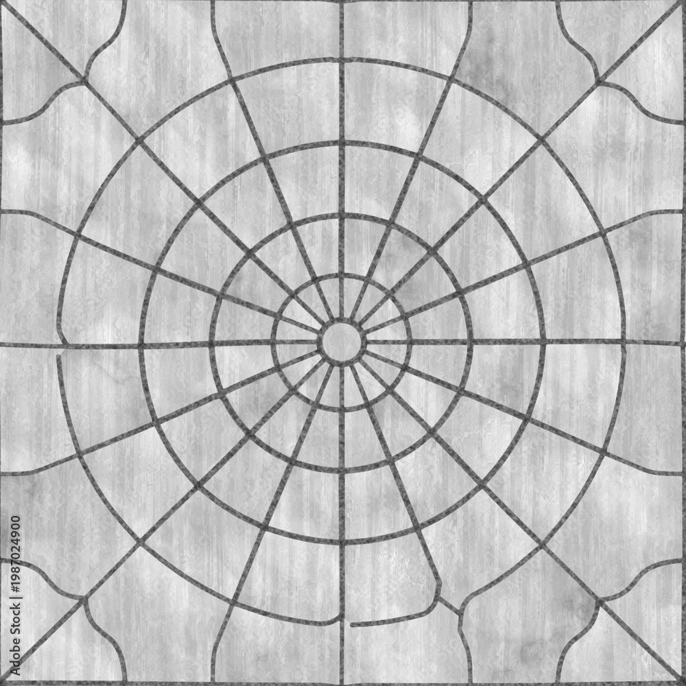 Fototapeta premium Paved circle marble tile mosaic. Seamless natural stone pattern.