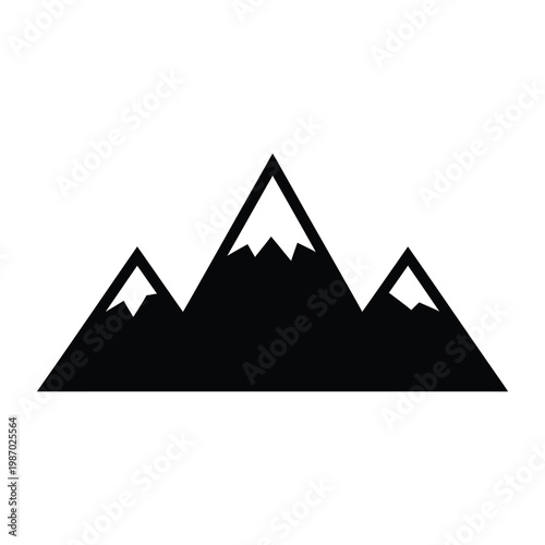 Vector illustration of the Egyptian pyramids of Giza in a desert landscape featuring a sunset sky with a sun silhouette and mountain peaks