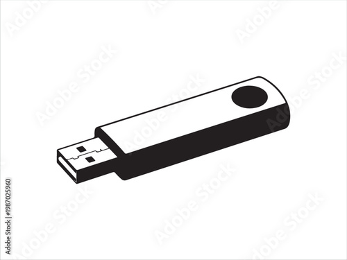 USB flash drive with black cap isolated on clear background