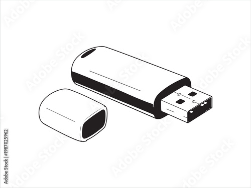 USB Flash Drive with Cap Isolated on Clear Background