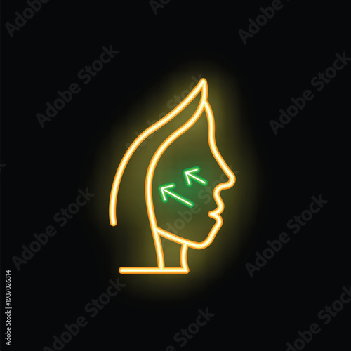 Neon sign representing a woman receiving a facial massage for anti aging
