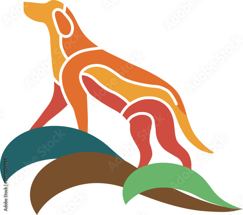 災害現場で活躍する救助犬の犬イラストアイコン素材
