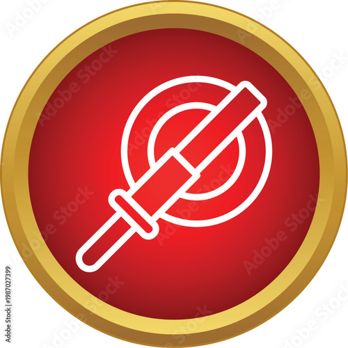 Картината върху платно Glass cutter icon on a red button with a golden border