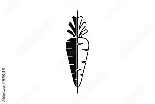 Minimalist Black and White Carrot Illustration