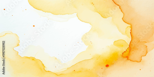 Abstract watercolor background with orange and yellow paint splashes on a grungy vintage parchment texture featuring an aged antique paper design and a stained beige backdrop