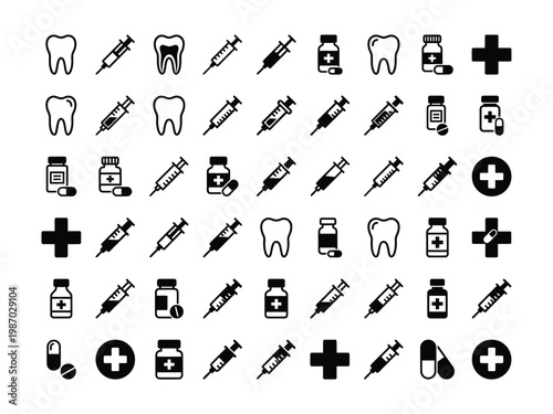 Healthcare and medical supplies vector outline icons collection with first aid line art black and white healthcare medicine hospital injection pharmacy emergency treatment wellness abstract