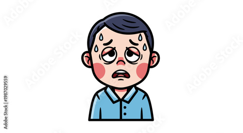 Exhausted Man Feeling Overwhelmed Vector Illustration Expressing Stress and Burnout in a Flat Style Graphic Design for Mental Health Concepts