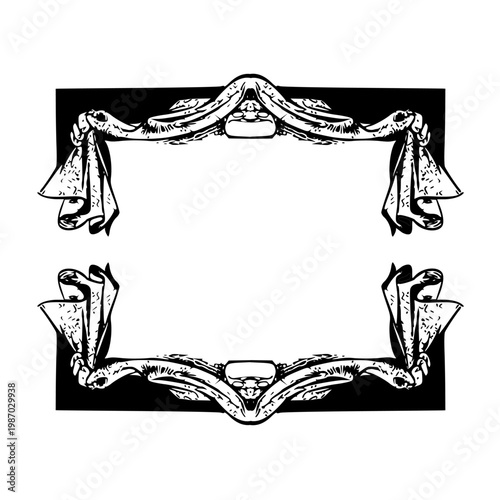 Vintage ornate floral vector border with victorian swirl ornaments and antique leaf patterns for a retro wedding frame design