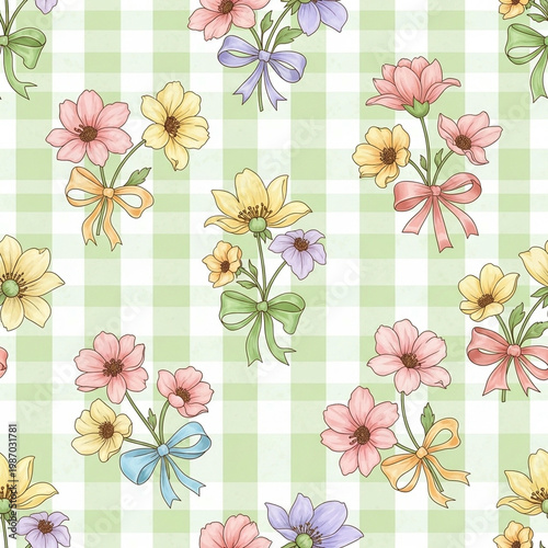 Vintage pink floral seamless pattern vector illustration with cute spring garden blossoms and leaves for summer textile wallpaper decoration