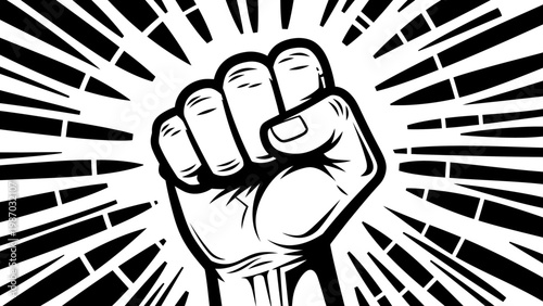 Fist Raised in Protest, Symbol of Power and Revolution