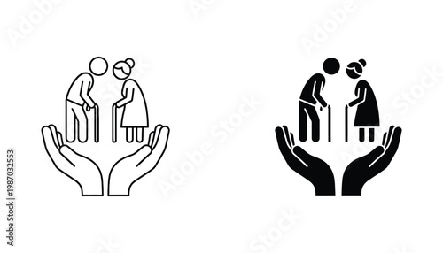 Elderly Couple Supported Hands Healthcare Insurance Concept