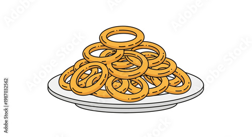 Deliciously Golden Onion Rings Piled High on a Plate, A Classic Appetizer and Snack Option