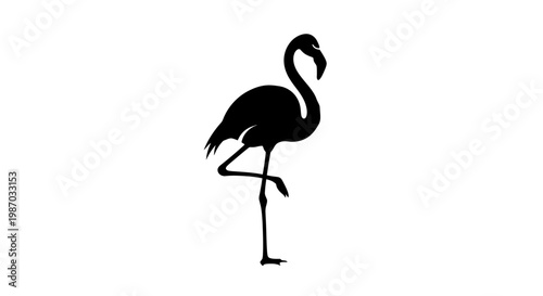 Silhouette of a flamingo standing on one leg, an iconic symbol of tropical beaches and exotic destinations