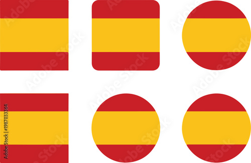 Variations of the spanish flag in different shapes and sizes