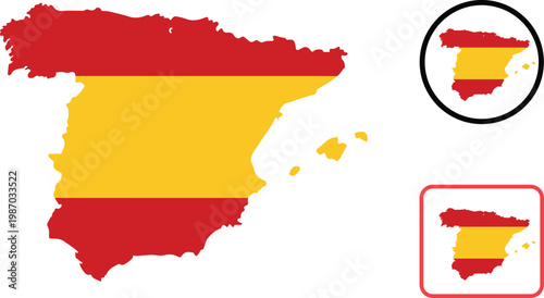 Spain map with flag colors on white background