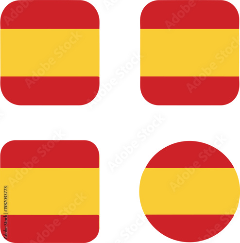 Spanish flags in various shapes on a white background