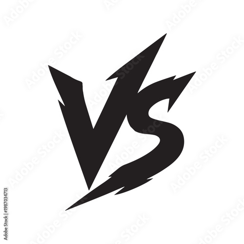 Sharp Versus Logo Icon with Jagged Edge Design Isolated on White Background