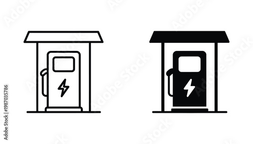 Electric Vehicle Charging Station Icon Design Green Energy Infrastructure Symbol