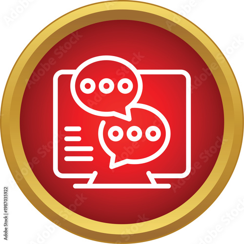 Computer screen showing chat bubbles indicating digital conversation and customer support