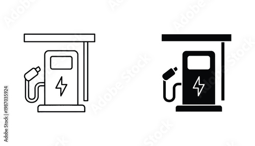 Electric Vehicle Charging Station Icon Network Energy