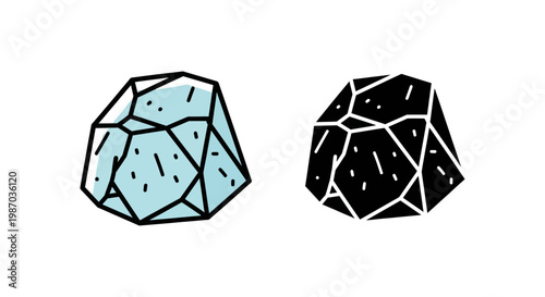 Vector illustration of a faceted crystal or rock