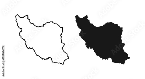 Map of iran, outline and silhouette