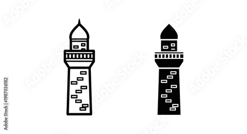 Two variations of a lighthouse icon