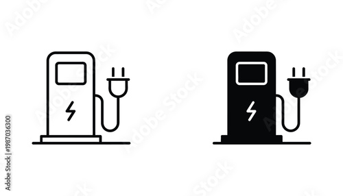 Electric Vehicle Charging Station Icon EV Charger Symbol Design