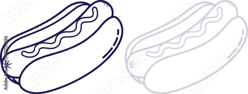 Hot dog line art icon set isolated on white background