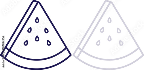 Watermelon slice line art icon set isolated on white background